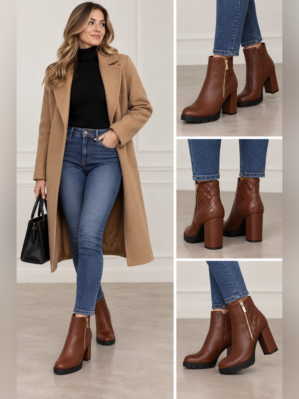 New York & Company Brown Quilted Ankle Boots – Size 6